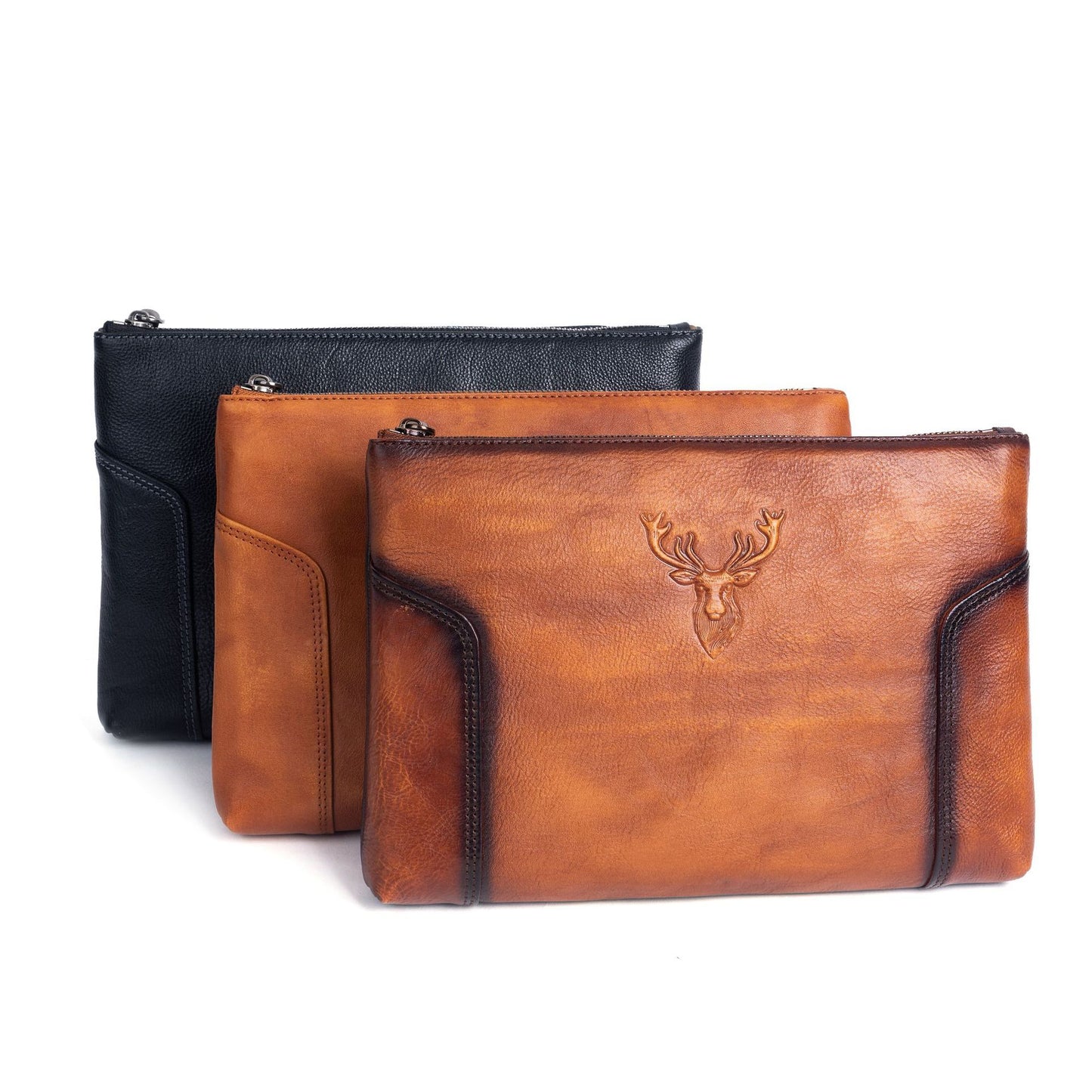 Men's Clutch Bag Genuine Cowhide Leather Casual Men's Handbag