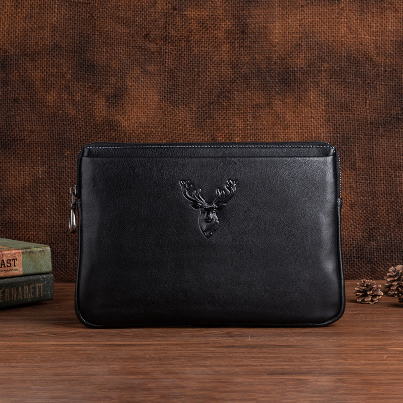 Men's Clutch Bag Genuine Cowhide Leather Retro Casual Men's Bag