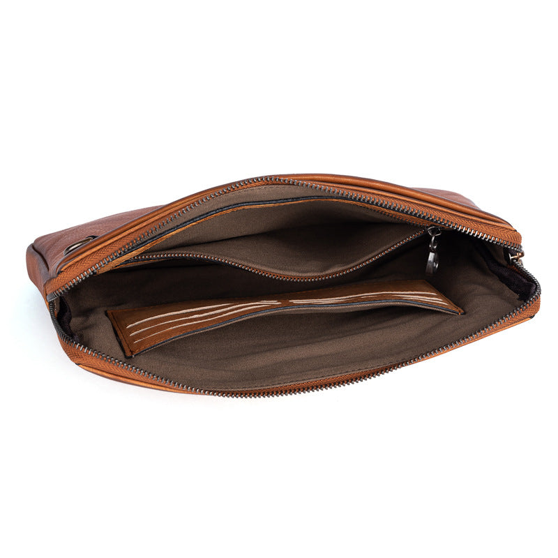 Men's Clutch Bag Genuine Cowhide Leather Retro Casual Men's Bag