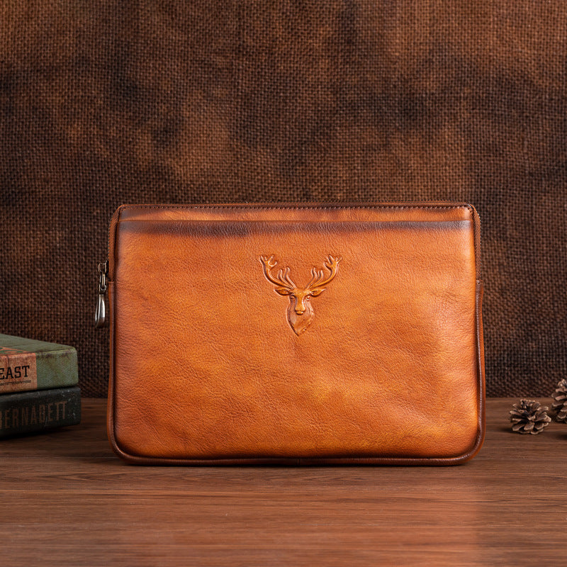 Men's Clutch Bag Genuine Cowhide Leather Retro Casual Men's Bag