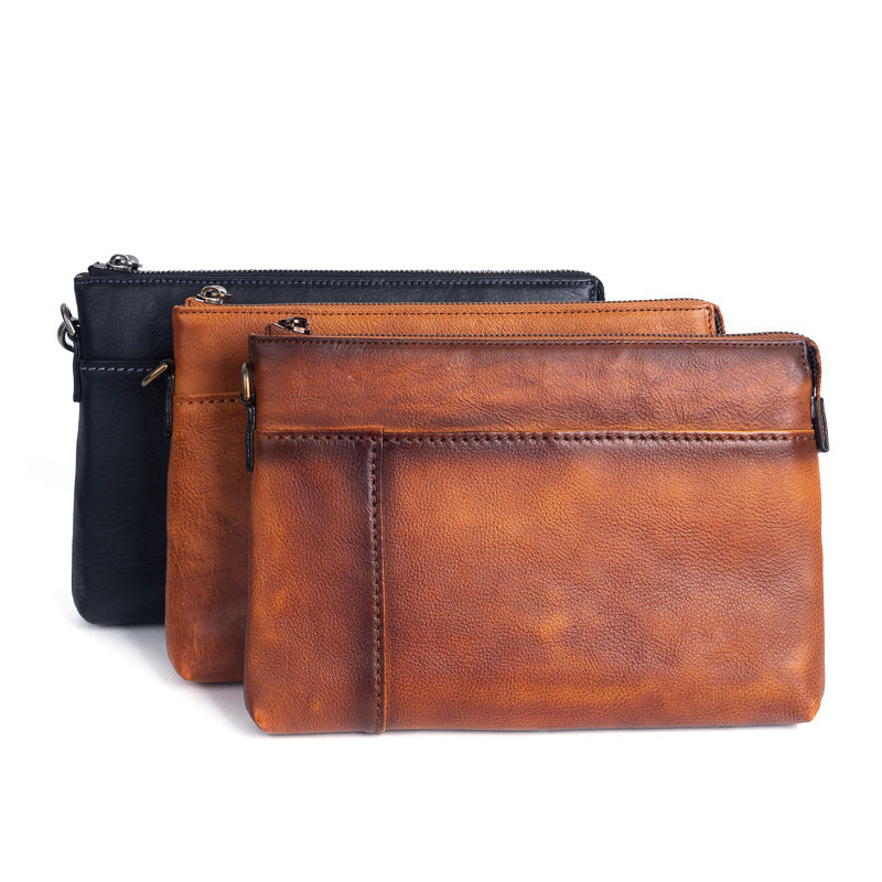 Men's Clutch Bag Genuine Cowhide Leather Casual Men's Handbag