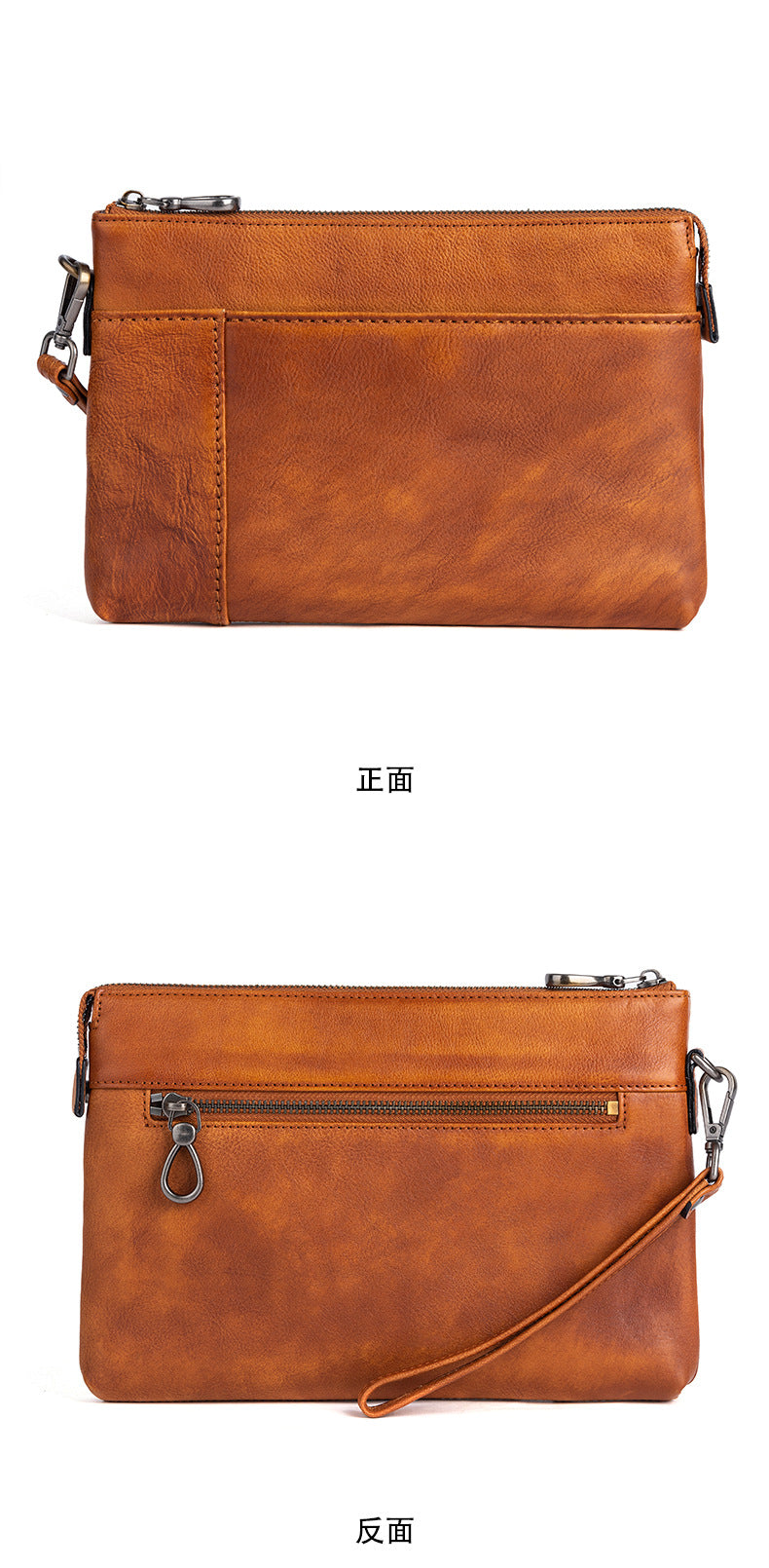 Men's Clutch Bag Genuine Cowhide Leather Casual Men's Handbag
