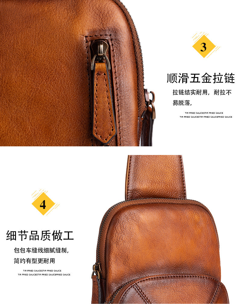 Men's bust bag Genuine cowhide leather business crossbody bag for men