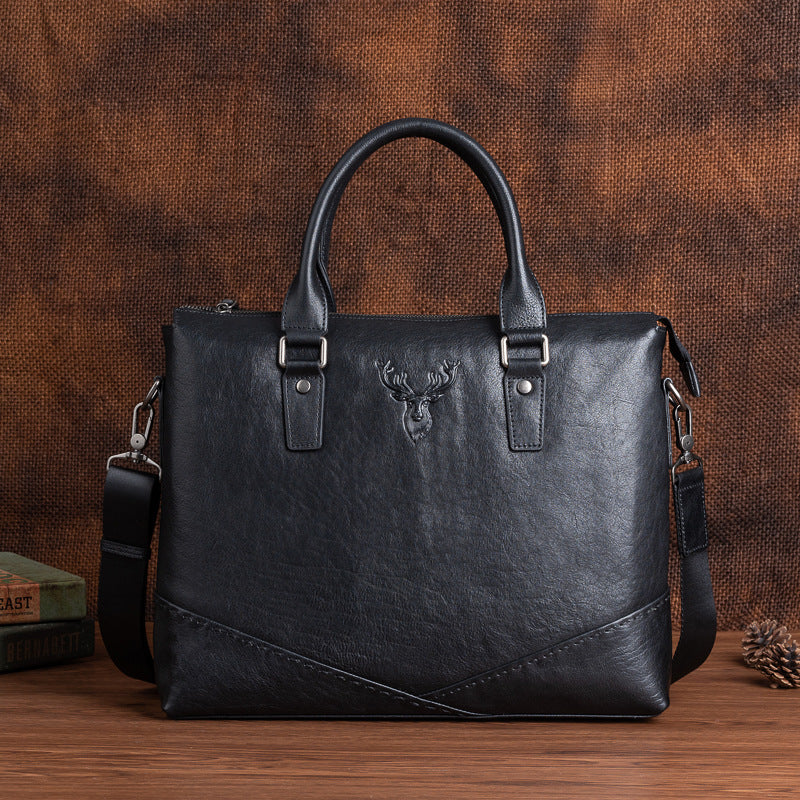 Men's Briefcase Genuine Cowhide Leather Retro Unique Handbag for Men