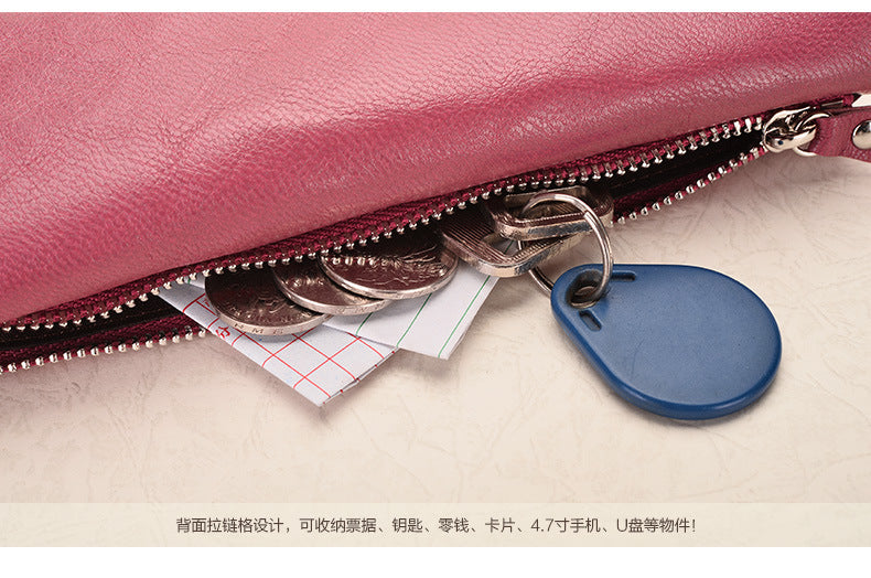 Ladies wallet sheep leather trifold wallet multi-functional ultra-thin large capacity wallet simple long wallet