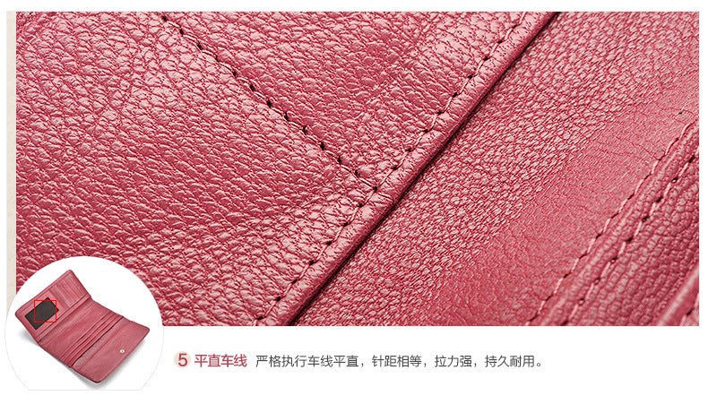 Ladies wallet sheep leather trifold wallet multi-functional ultra-thin large capacity wallet simple long wallet