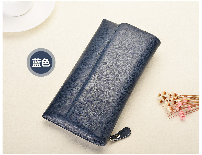 Ladies wallet sheep leather trifold wallet multi-functional ultra-thin large capacity wallet simple long wallet