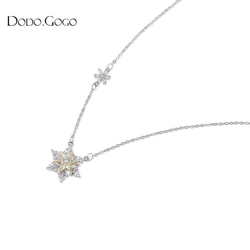 DODOGOGO 回転キラキラ氷の花ネックレス女性鎖骨チェーン2024秋冬新作ネックレス