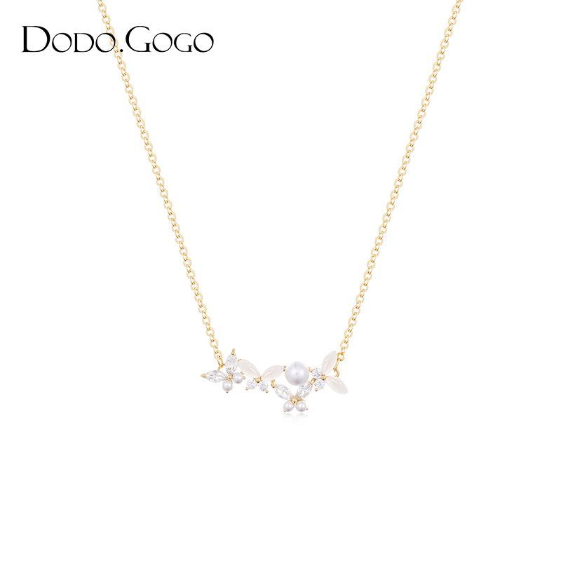 DODOGOGO 花びらパールネックレスレディース高級感鎖骨チェーン