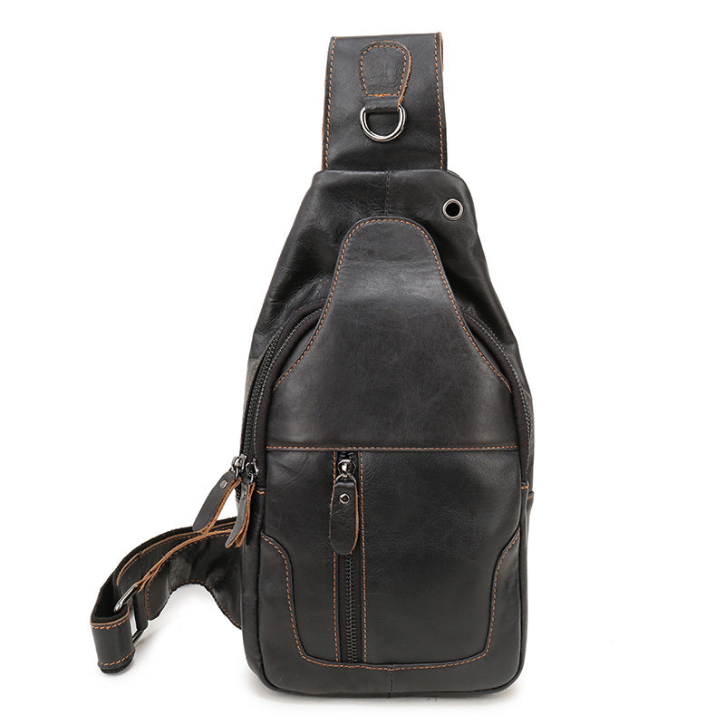 Men's Bust Bag Genuine Cowhide Leather Casual Fashion Men's Crossbody Bag Shoulder Bag
