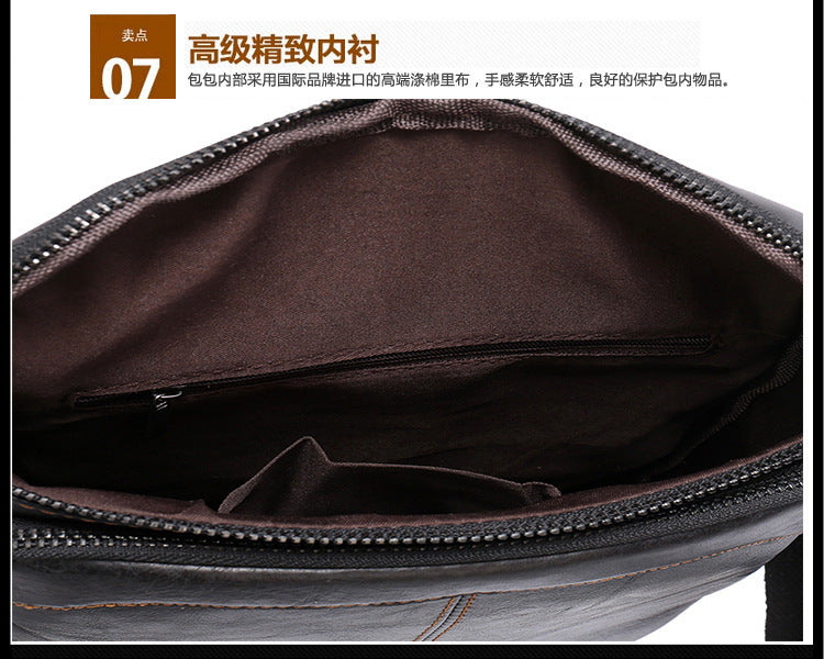 Men's Shoulder Bag Genuine Cowhide Business Briefcase Retro Fashion Men Crossbody Bag