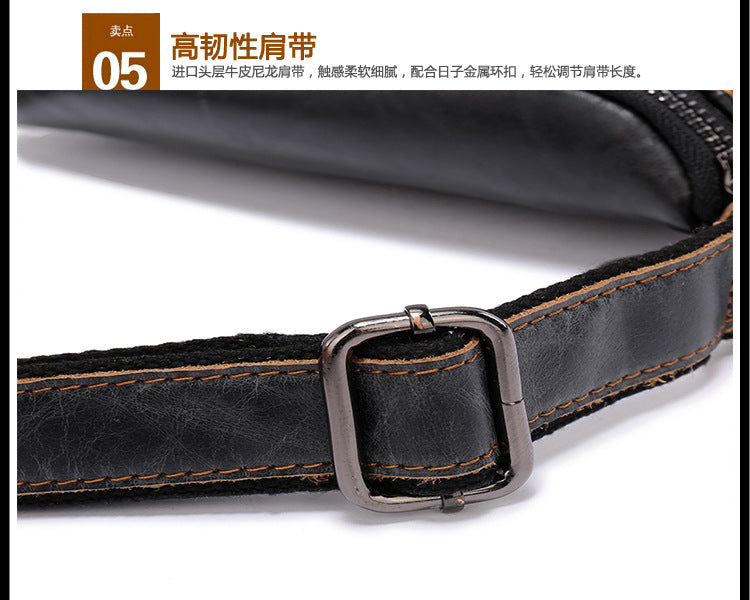 Men's Shoulder Bag Genuine Cowhide Business Briefcase Retro Fashion Men Crossbody Bag