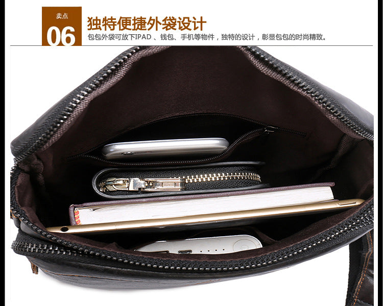 Men's Shoulder Bag Genuine Cowhide Business Briefcase Retro Fashion Men Crossbody Bag