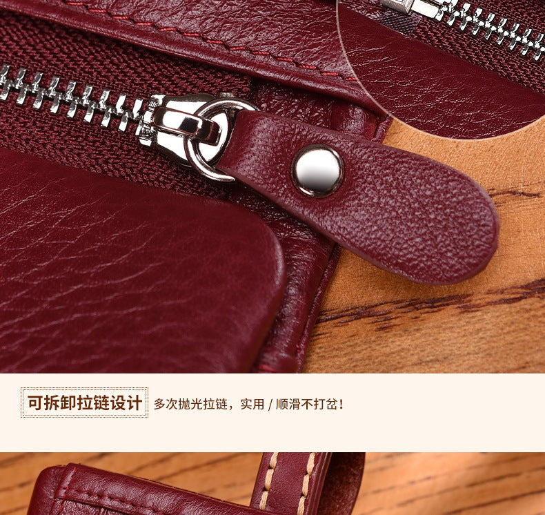 Ladies wallet short genuine leather retro mini unique large capacity head layer cowhide coin purse simple