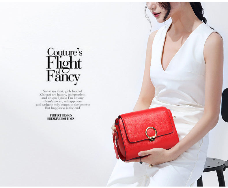 Genuine Leather Women's Bag Top Cowhide Single Fashion Crossbody Bag Shrink Pattern Shoulder Bag.Pochette