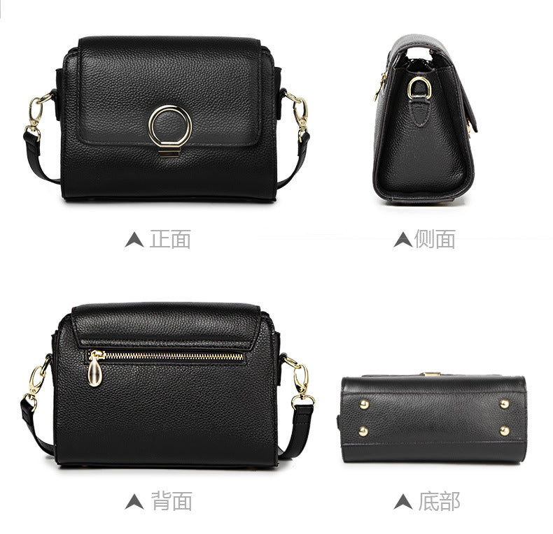 Genuine Leather Women's Bag Top Cowhide Single Fashion Crossbody Bag Shrink Pattern Shoulder Bag.Pochette