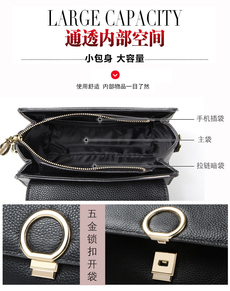 Genuine Leather Women's Bag Top Cowhide Single Fashion Crossbody Bag Shrink Pattern Shoulder Bag.Pochette
