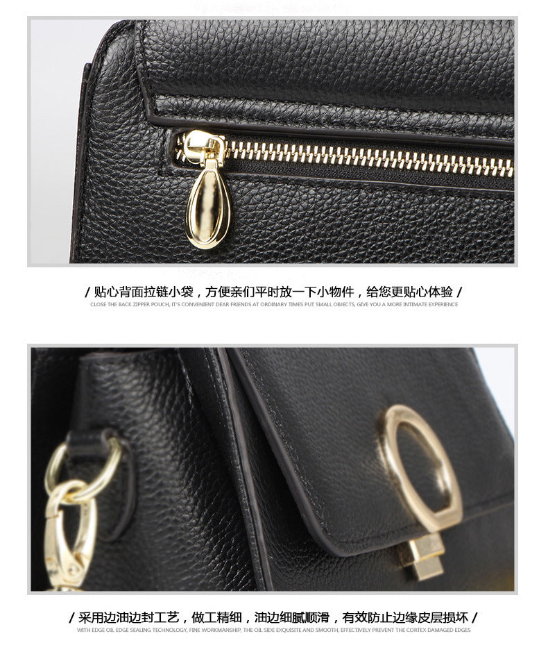 Genuine Leather Women's Bag Top Cowhide Single Fashion Crossbody Bag Shrink Pattern Shoulder Bag.Pochette