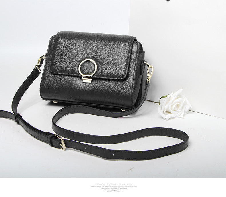Genuine Leather Women's Bag Top Cowhide Single Fashion Crossbody Bag Shrink Pattern Shoulder Bag.Pochette
