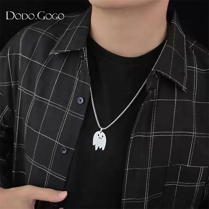 DODOGOGO 小さな幽霊ネックレスペンダント女性シンプルかわいい衛衣チェーン2024新型ネックレス