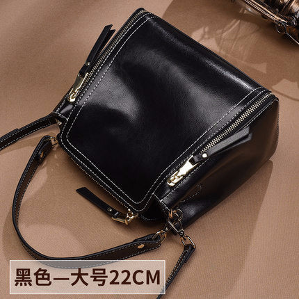 Cowhide women's bag Retro Crossbody bag that goes with anything Fashion bucket bag Genuine leather shoulder bag. Pochette