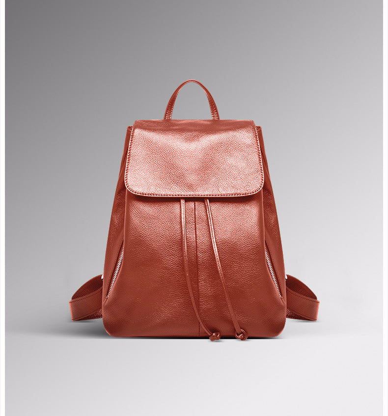 Fashion Rucksack Genuine Leather Women's Bag Top Cowhide Casual Rucksack that goes with anything