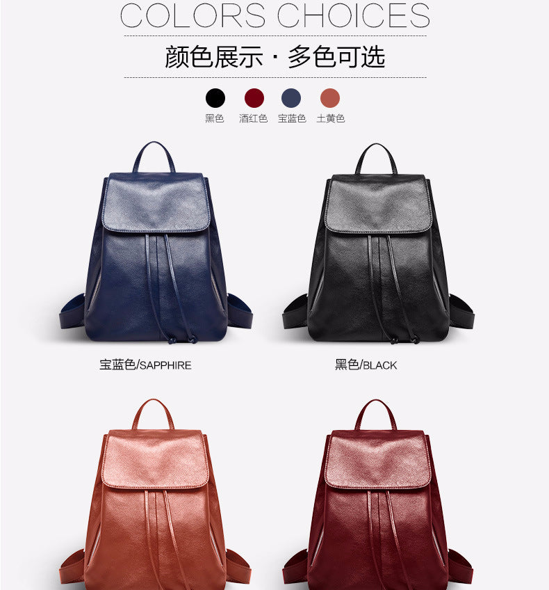 Fashion Rucksack Genuine Leather Women's Bag Top Cowhide Casual Rucksack that goes with anything