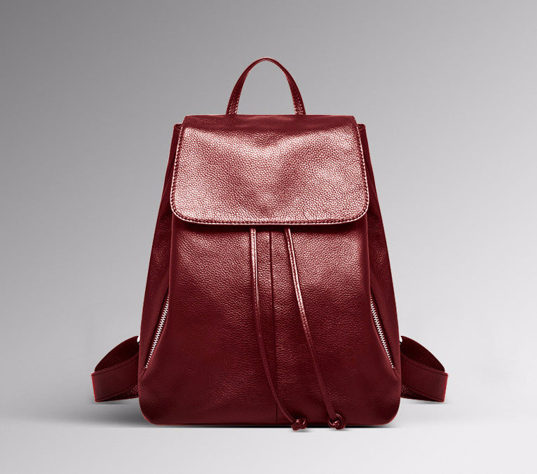 Fashion Rucksack Genuine Leather Women's Bag Top Cowhide Casual Rucksack that goes with anything