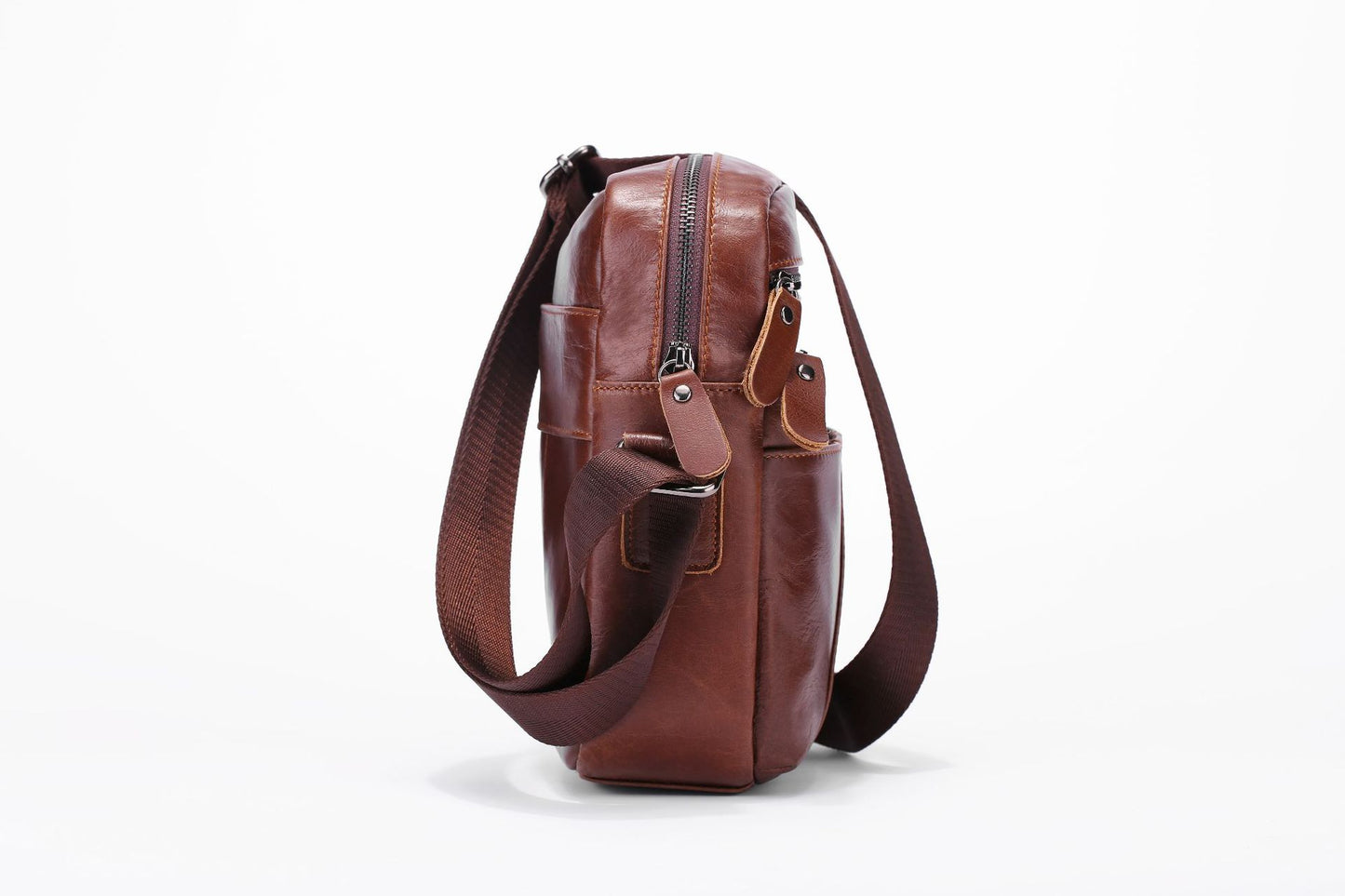 Men's Shoulder Bag Genuine Cowhide Leather Casual Crossbody Bag for Men