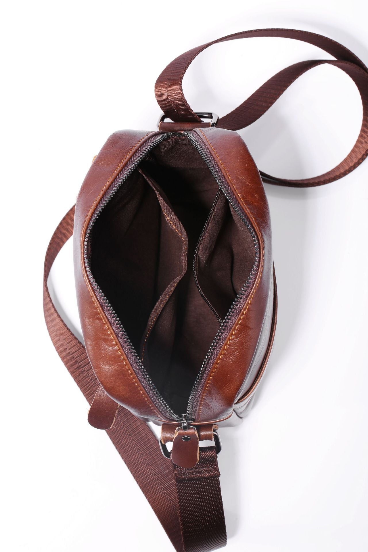 Men's Shoulder Bag Genuine Cowhide Leather Casual Crossbody Bag for Men