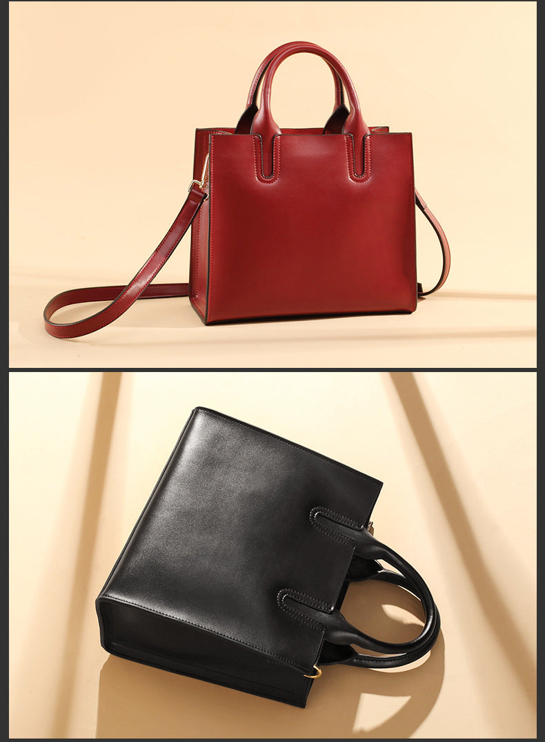 Women's bag just like the star Genuine leather fashion handbag crossbody bag Cowhide simple shoulder bag that goes with anything. Pochette