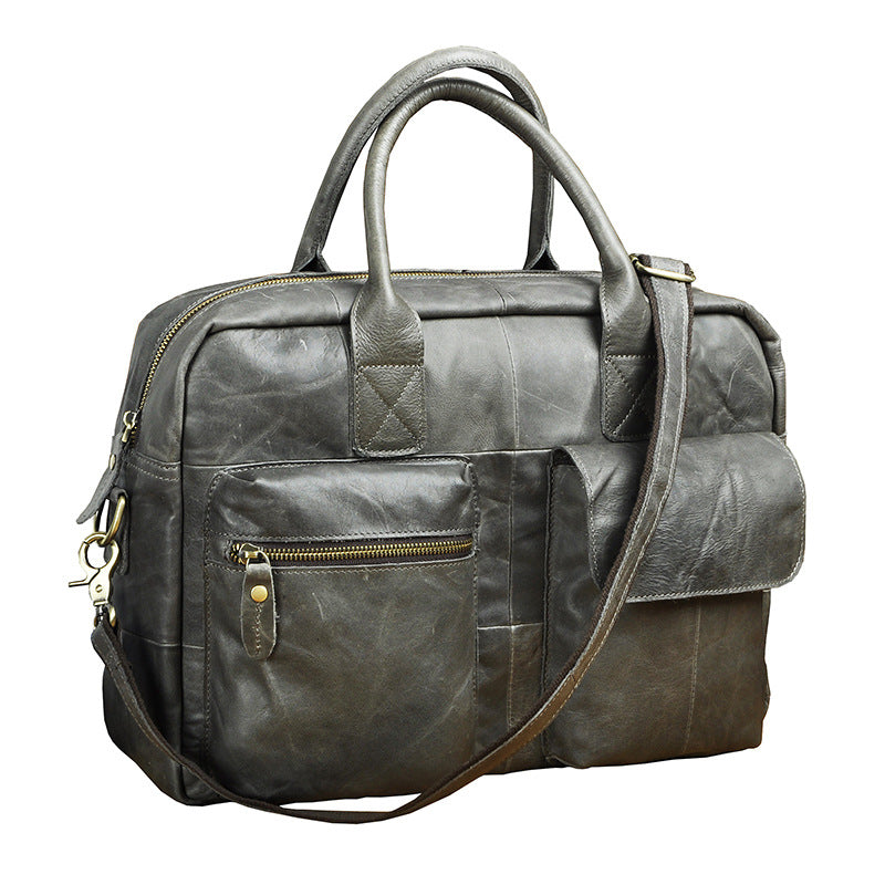 Men's Handbag Genuine Cowhide Leather Retro Business Briefcase Computer Bag for Men