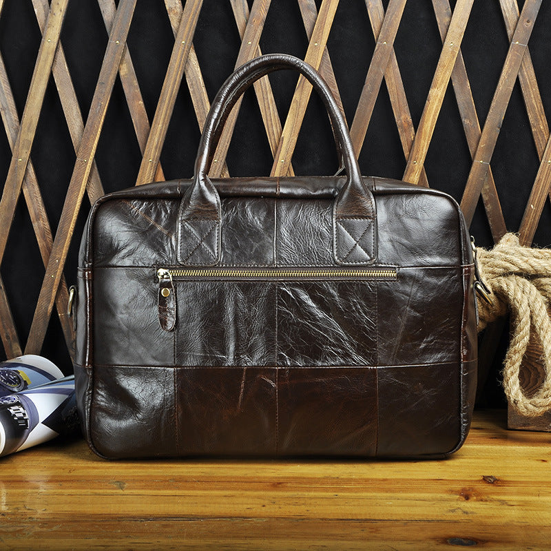 Men's Handbag Genuine Cowhide Leather Retro Business Briefcase Computer Bag for Men