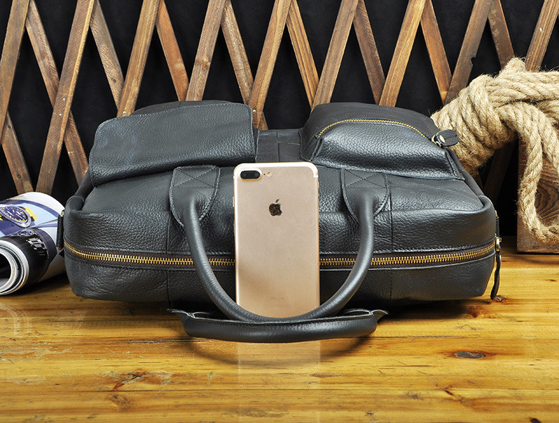 Men's Handbag Genuine Cowhide Leather Retro Business Briefcase Computer Bag for Men