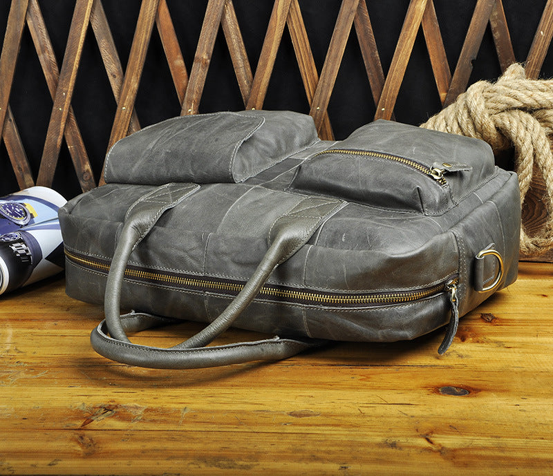 Men's Handbag Genuine Cowhide Leather Retro Business Briefcase Computer Bag for Men