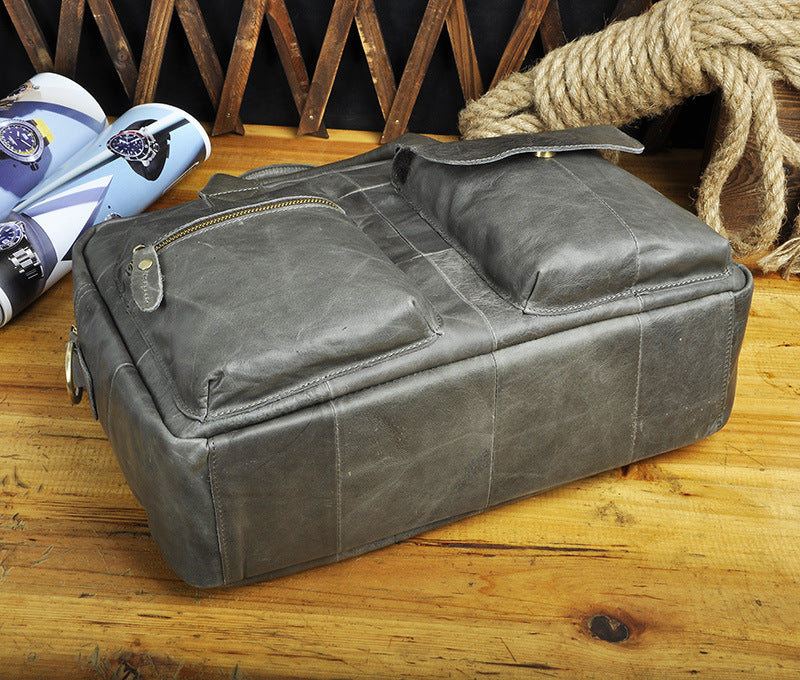 Men's Handbag Genuine Cowhide Leather Retro Business Briefcase Computer Bag for Men