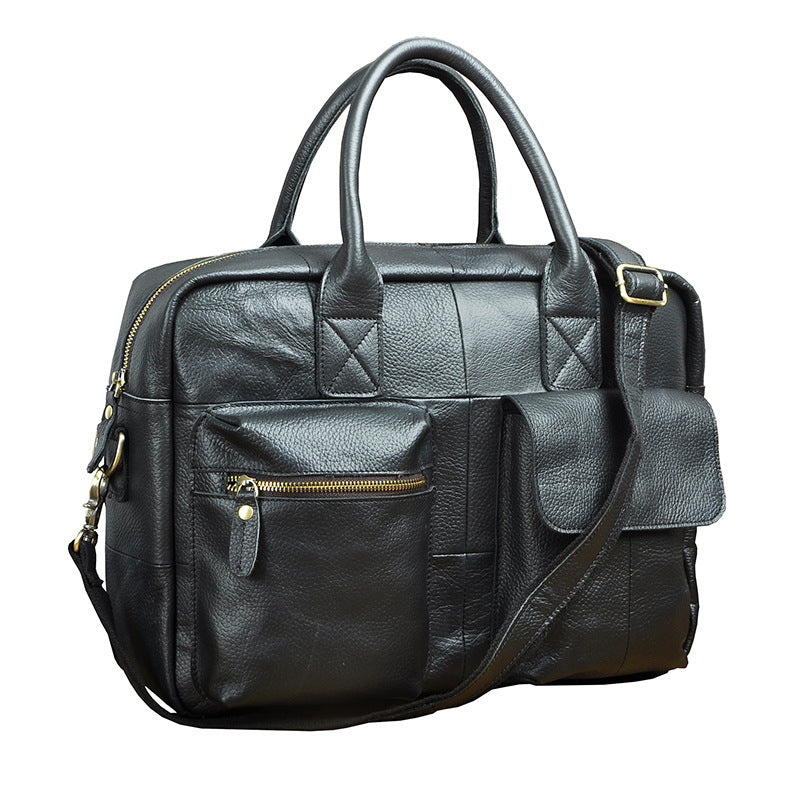 Men's Handbag Genuine Cowhide Leather Retro Business Briefcase Computer Bag for Men