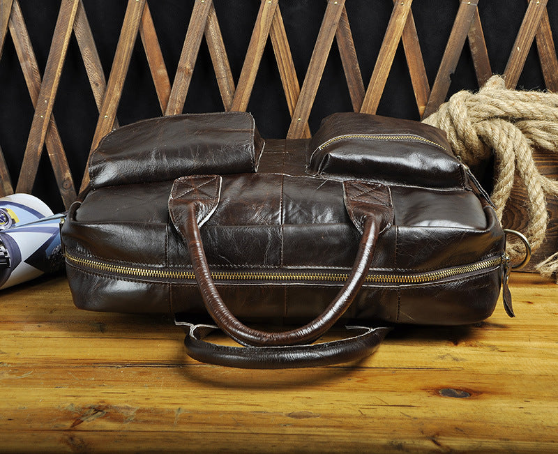 Men's Handbag Genuine Cowhide Leather Retro Business Briefcase Computer Bag for Men