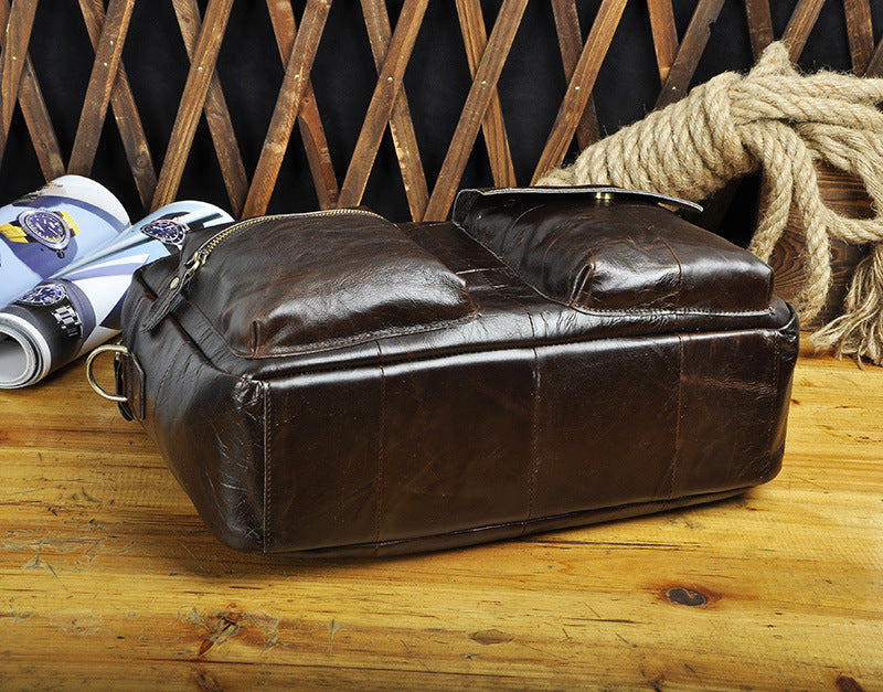 Men's Handbag Genuine Cowhide Leather Retro Business Briefcase Computer Bag for Men
