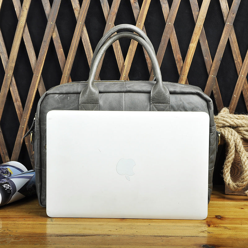 Men's Handbag Genuine Cowhide Leather Retro Business Briefcase Computer Bag for Men