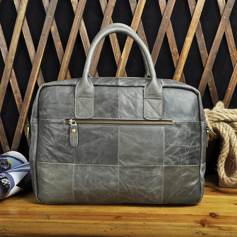 Men's Handbag Genuine Cowhide Leather Retro Business Briefcase Computer Bag for Men