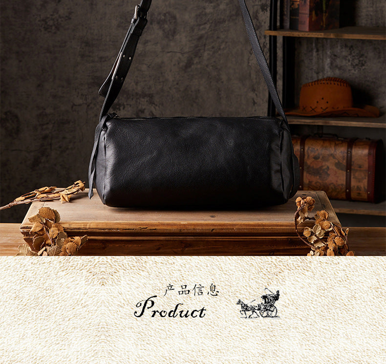 Men's Shoulder Bag Made of Genuine Cowskin Leather Handmade Retro Casual Fashion Large Capacity Crossbody Bag for Men