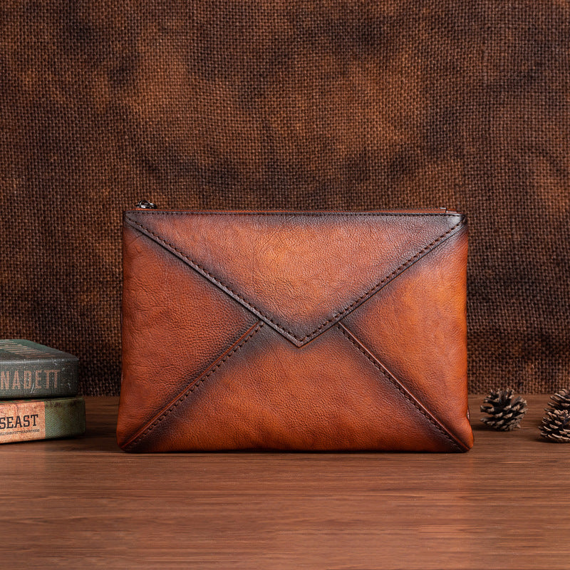 Men's Clutch Bag Genuine Cowhide Leather Casual Men's Handbag