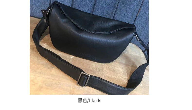 Men's Shoulder Bag Genuine Cowhide Leather Simple Casual Fashion Crossbody Bag for Men