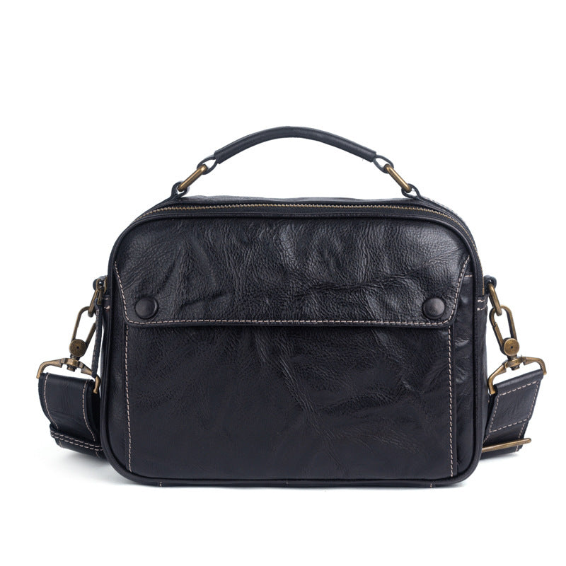 Men's Shoulder Bag Genuine Cowhide Leather Retro Handbag Men Crossbody Bag