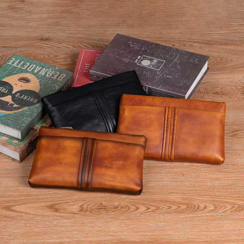 Men's Clutch Bag Genuine Cowhide Leather Retro Casual Men Bag
