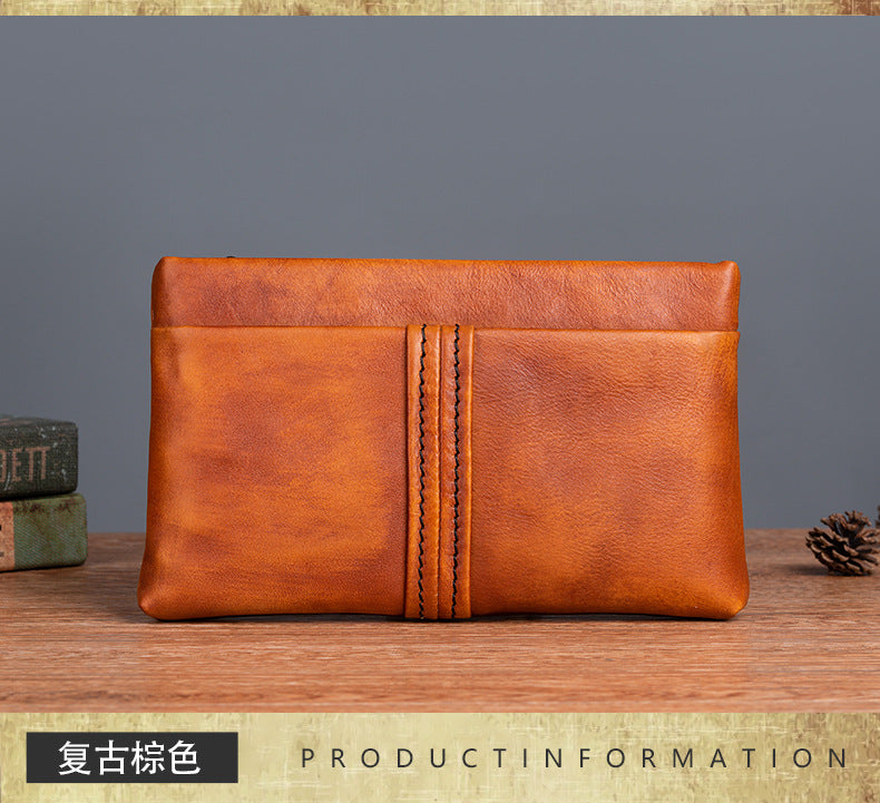 Men's Clutch Bag Genuine Cowhide Leather Retro Casual Men Bag