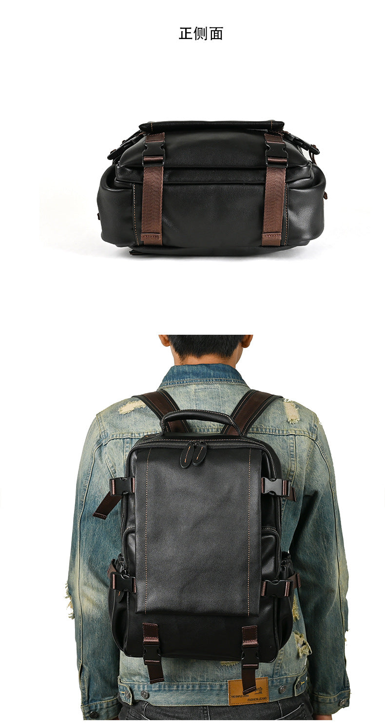 Men's backpack cowhide genuine leather business casual computer bag fashion large capacity travel bag for men