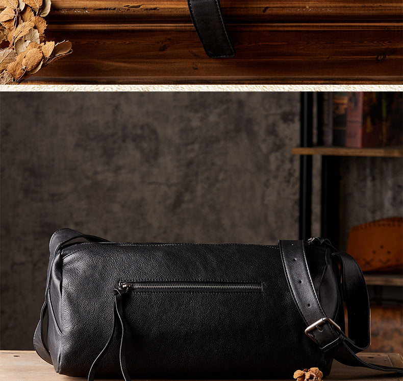 Men's Shoulder Bag Made of Genuine Cowskin Leather Handmade Retro Casual Fashion Large Capacity Crossbody Bag for Men