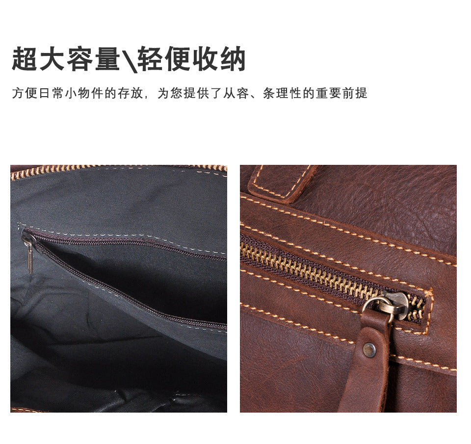 Men's Briefcase Crossbody Bag Cowhide Genuine Leather Retro Men's Shoulder Bag Handbag